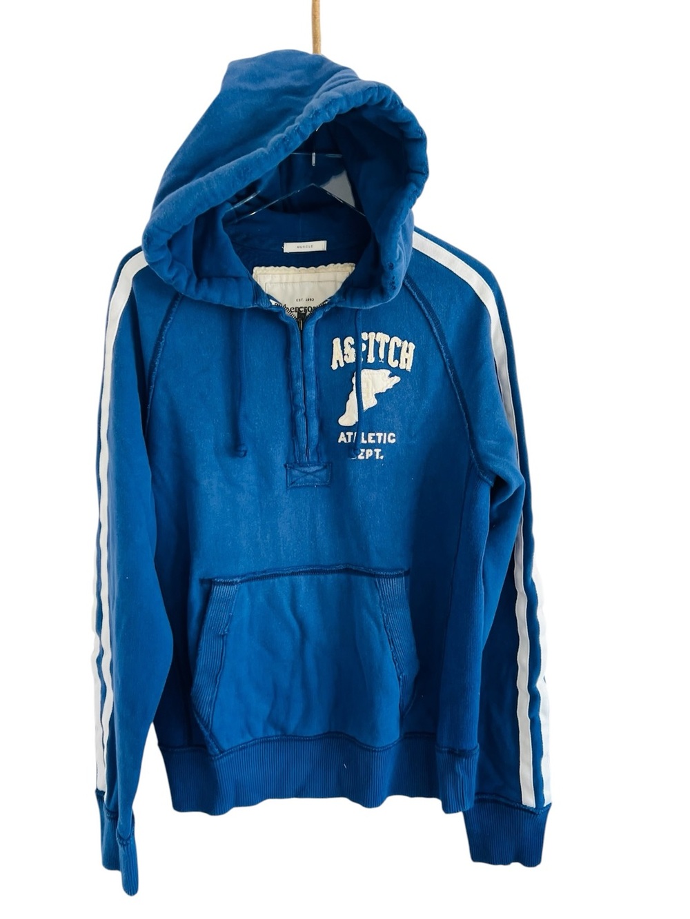 Abercrombie & Fitch Muscle Athletic 400M Club Royal Blue Pullover Zip Hoodie